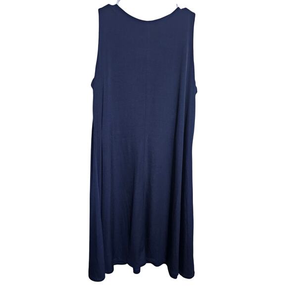 Julian Chang Shift Dress Womens Size Medium Navy Blue Shift Keyhole neck(853) - Picture 2 of 4